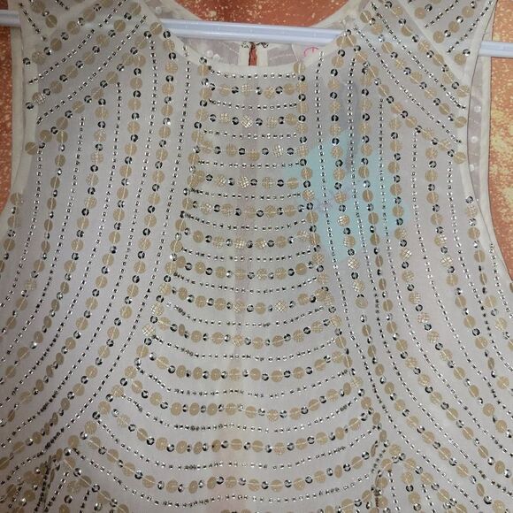 Parker Tops - PARKER SILK CREAM FANCY BLING BLOUSE